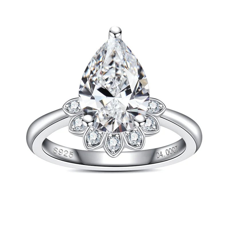 Anel Flower Pear Moissanite Moissanite - Momi Jewel