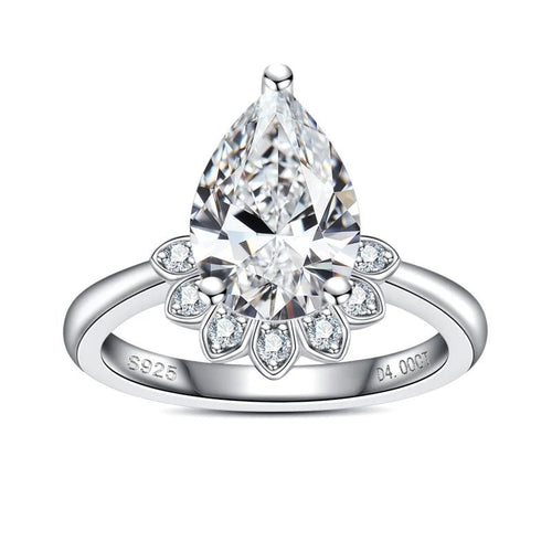 Anel Flower Pear Moissanite Moissanite - Momi Jewel