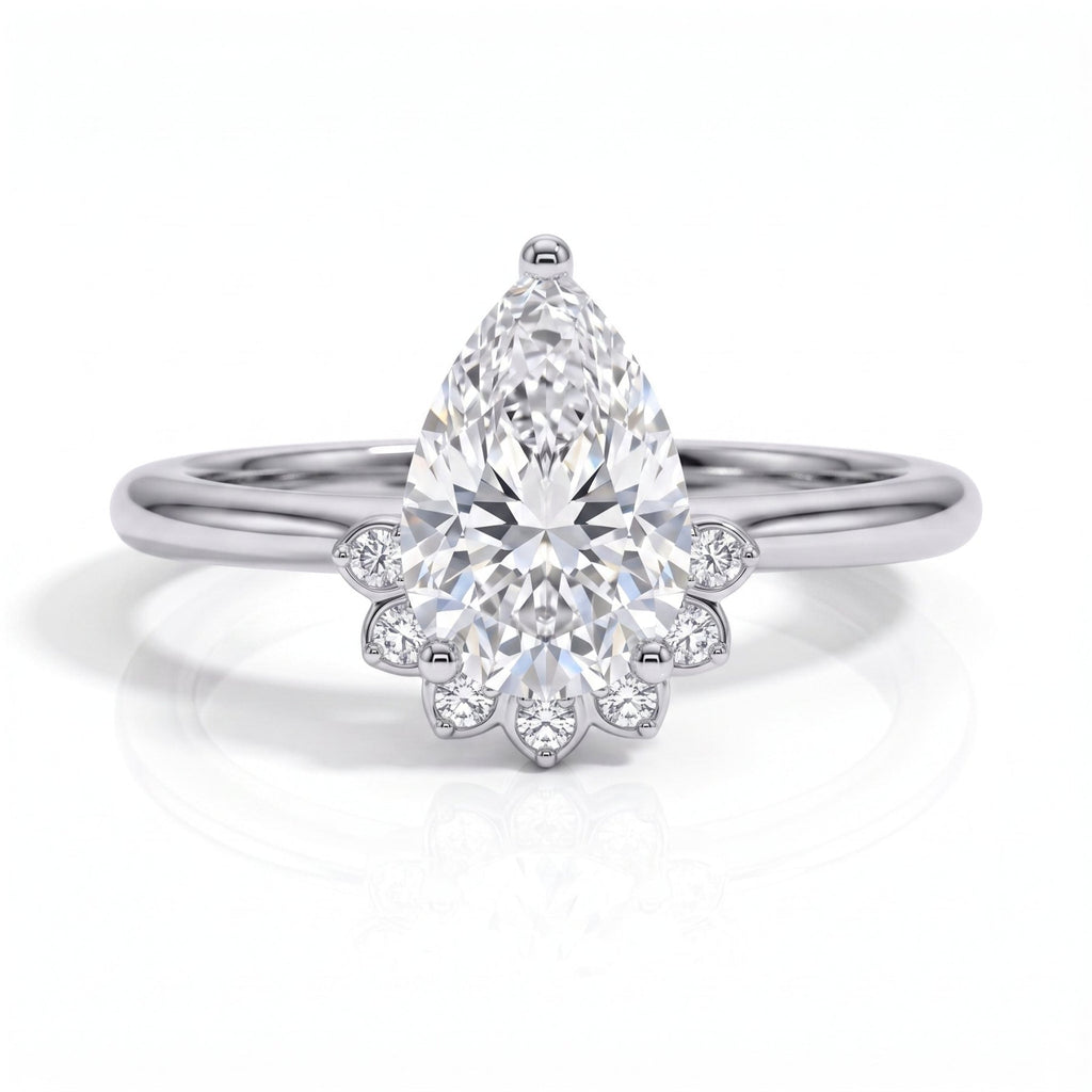 Anel Flower Pear Moissanite Moissanite - Momi Jewel