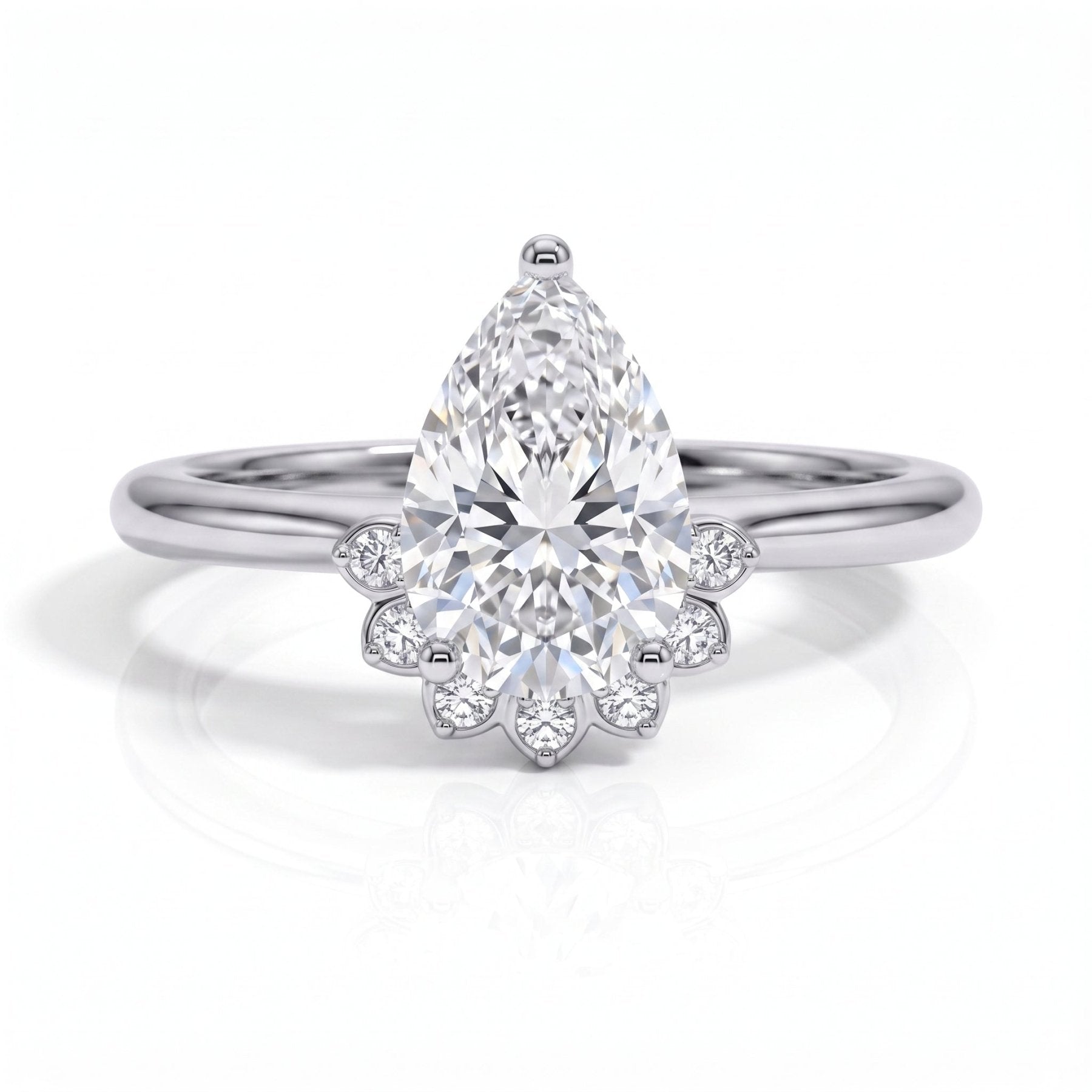 Anel Flower Pear Moissanite Moissanite - Momi Jewel