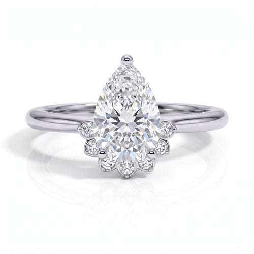 Anel Flower Pear Moissanite Moissanite - Momi Jewel