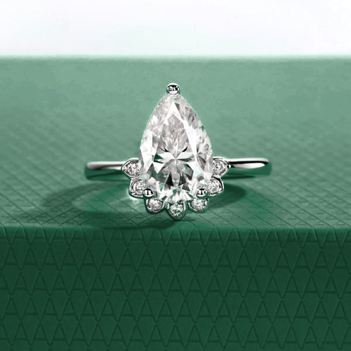 Anel Flower Pear Moissanite Moissanite - Momi Jewel