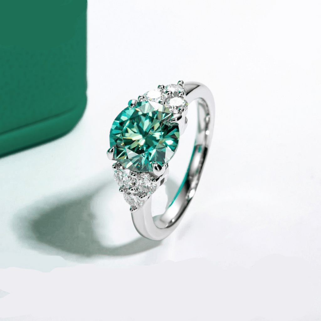 Anel Luxury Green Moissanite Moissanite - Momi Jewel