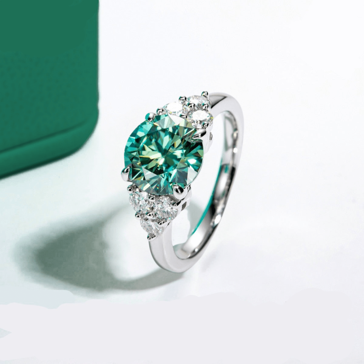 Anel Luxury Green Moissanite Moissanite - Momi Jewel