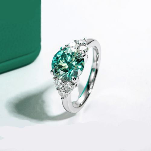 Anel Luxury Green Moissanite Moissanite - Momi Jewel