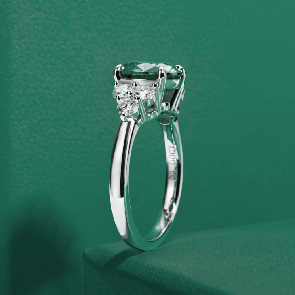 Anel Luxury Green Moissanite Moissanite - Momi Jewel