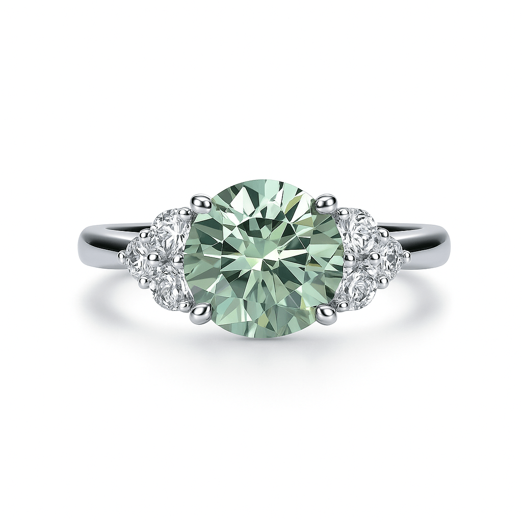 Anel Luxury Green Moissanite Moissanite - Momi Jewel