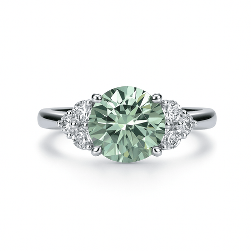 Anel Luxury Green Moissanite Moissanite - Momi Jewel