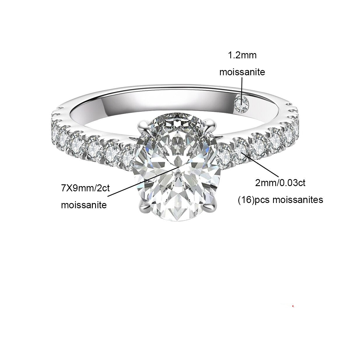 Anel Oval Moissanite Moissanite - Momi Jewel