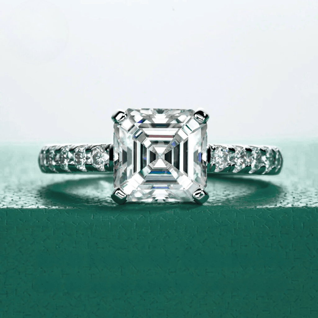 Anel Promise Asscher Moissanite Moissanite - Momi Jewel