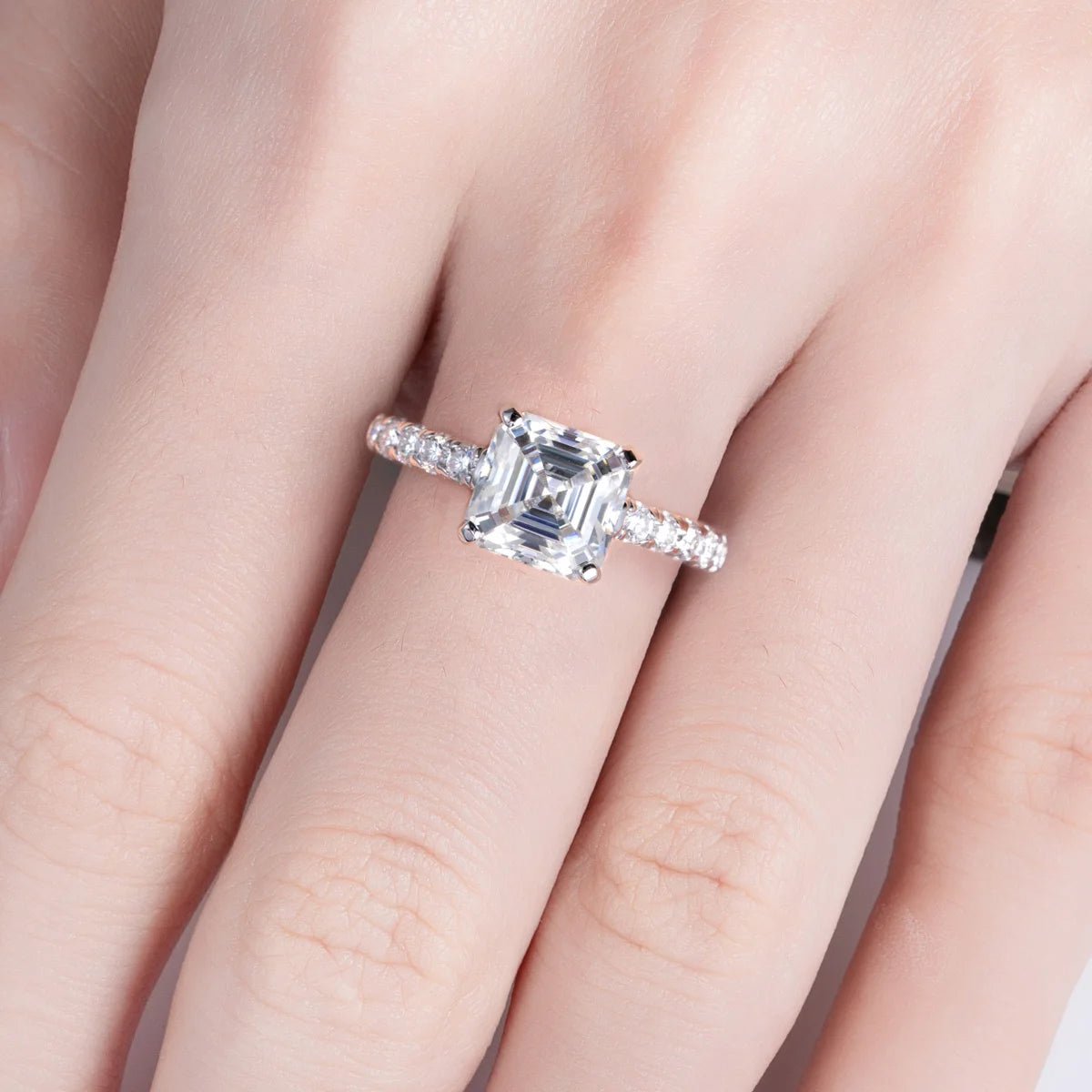 Anel Promise Asscher Moissanite Moissanite - Momi Jewel