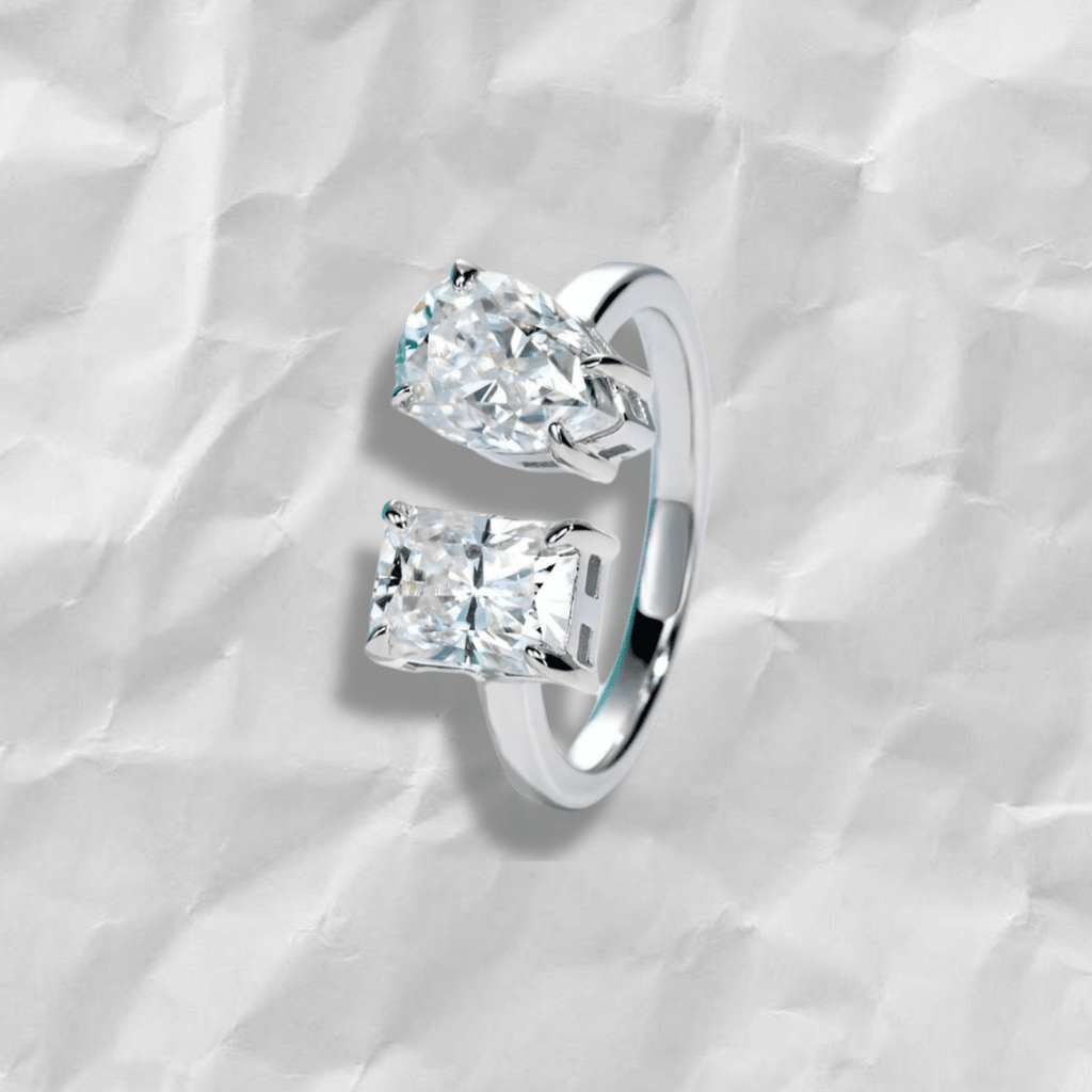 Anel Radiant Pear Moissanite Moissanite - Momi Jewel