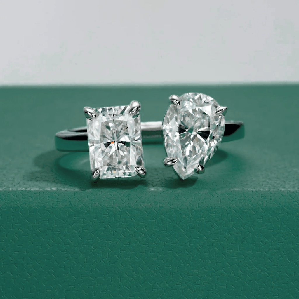 Anel Radiant Pear Moissanite Moissanite - Momi Jewel