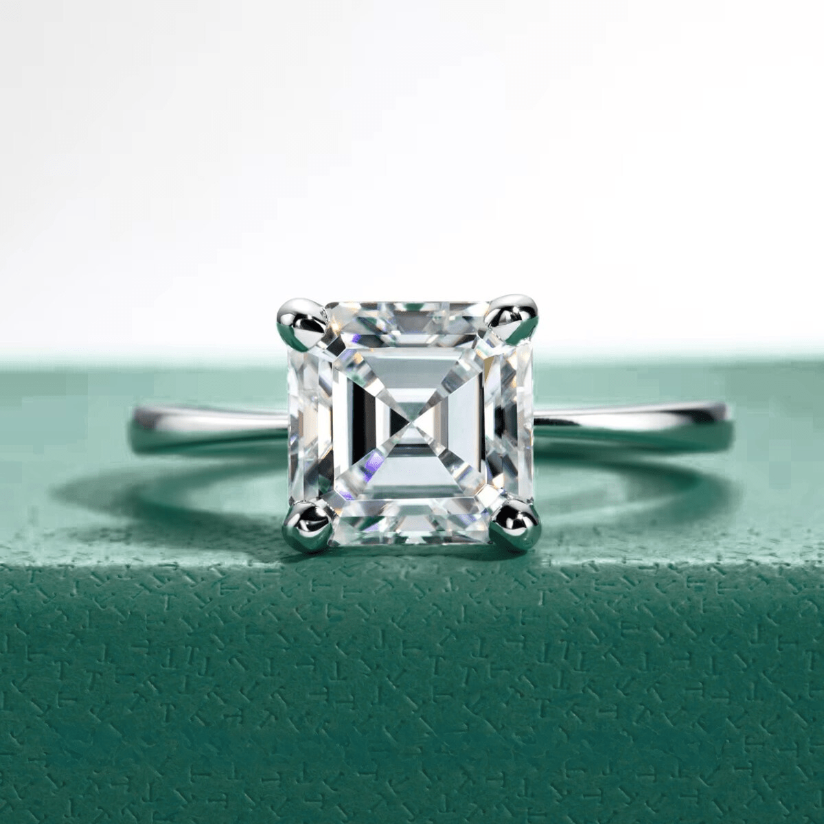 Anel Solitário Asscher Moissanite Moissanite - Momi Jewel
