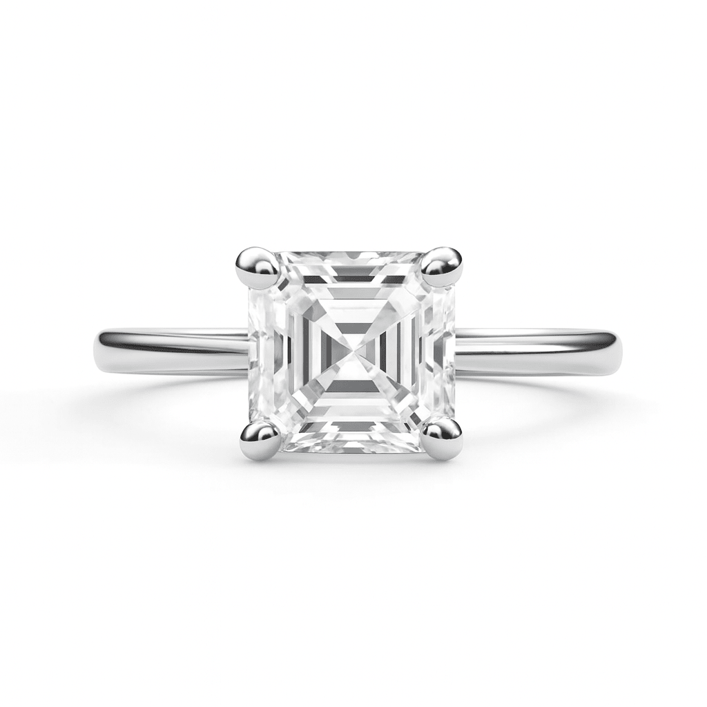 Anel Solitário Asscher Moissanite Moissanite - Momi Jewel