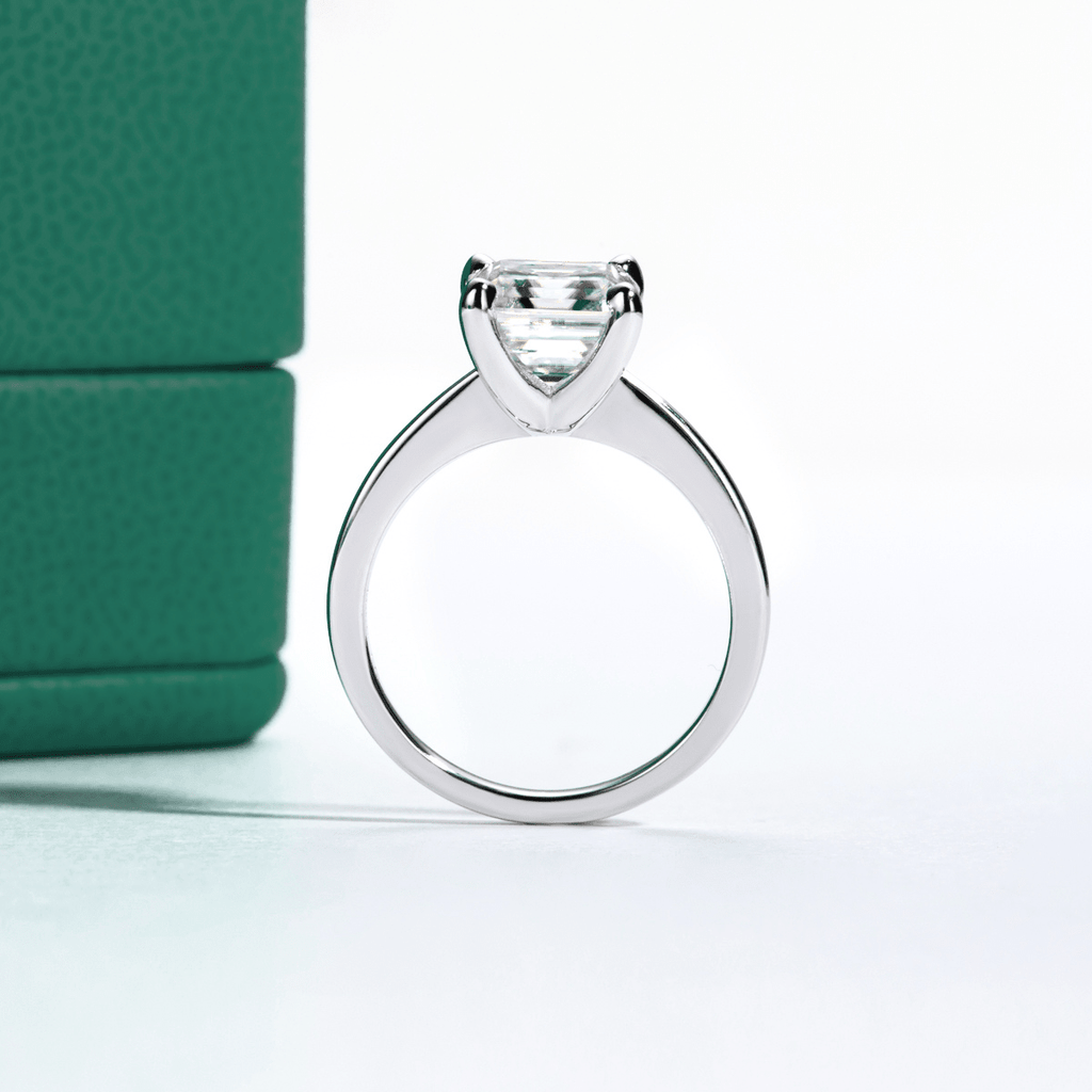 Anel Solitário Asscher Moissanite Moissanite - Momi Jewel