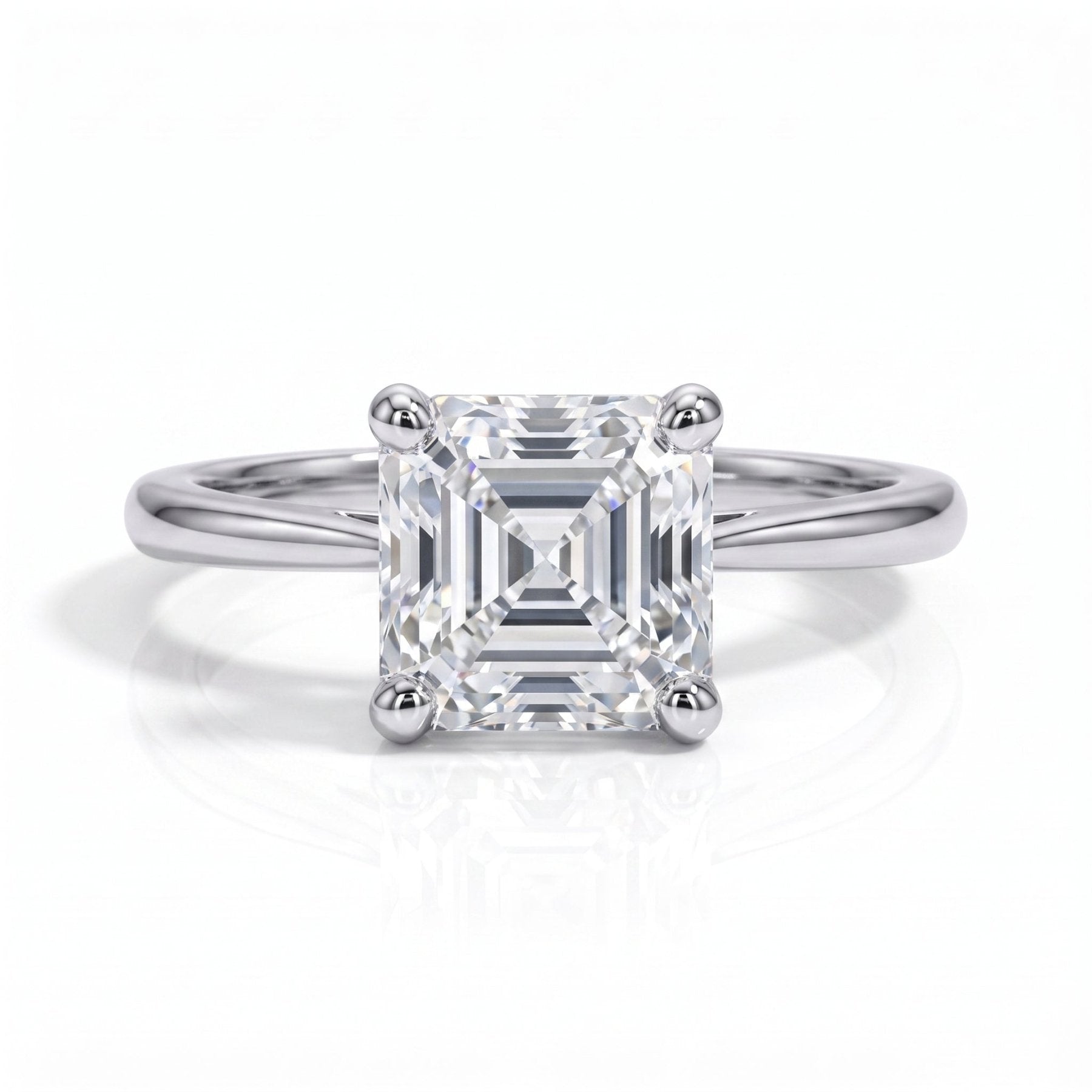 Anel Solitário Asscher Moissanite Moissanite - Momi Jewel
