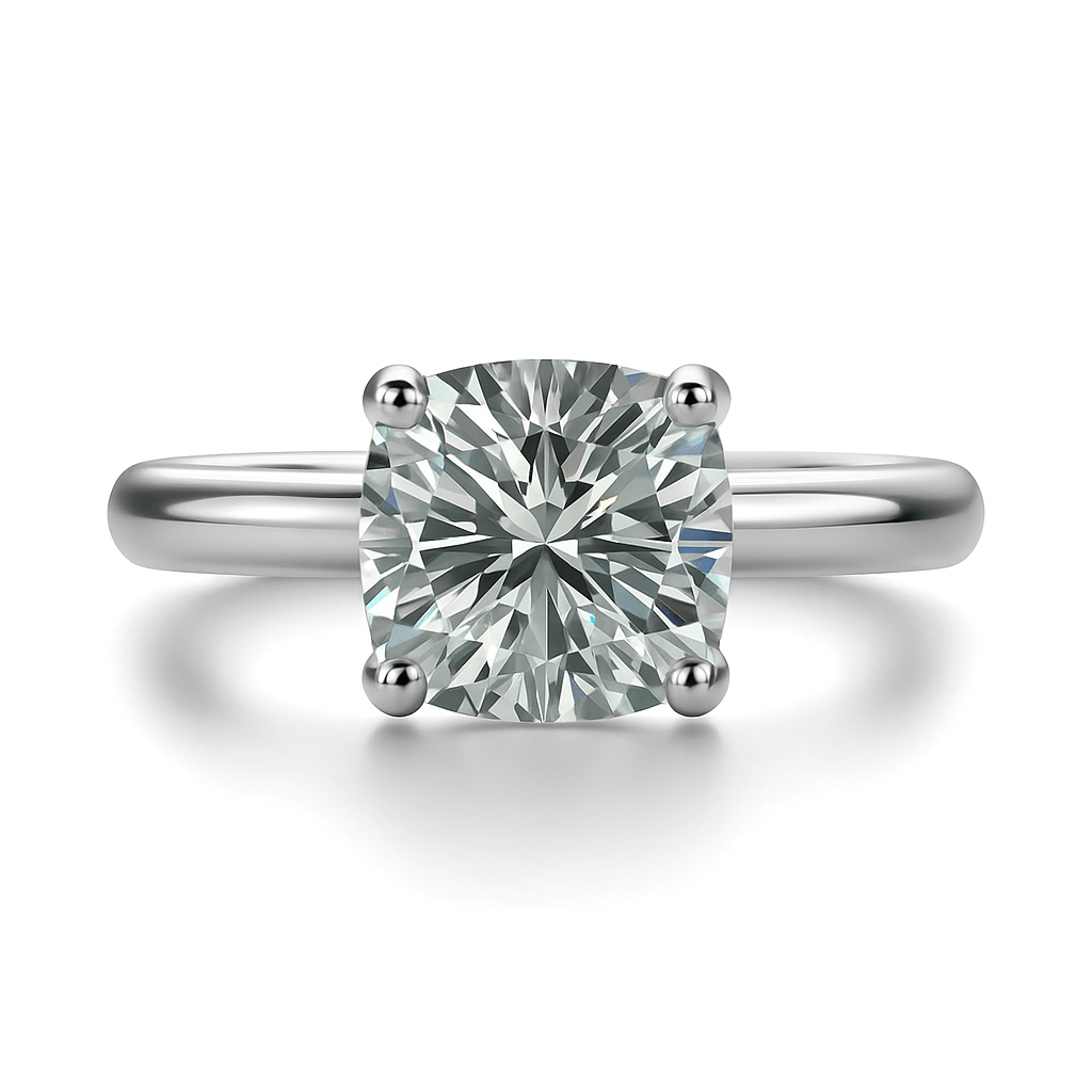 Anel Solitário Cushion Moissanite Moissanite - Momi Jewel