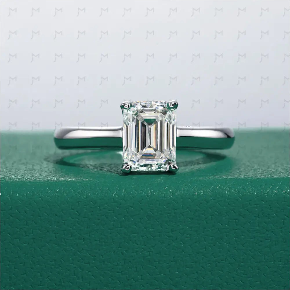 Anel Solitário Esmeralda Moissanite 12 Anel Solitário