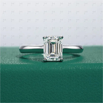 Anel Solitário Esmeralda Moissanite 12 Anel Solitário