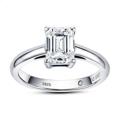 Anel Solitário Esmeralda Moissanite Anel Solitário