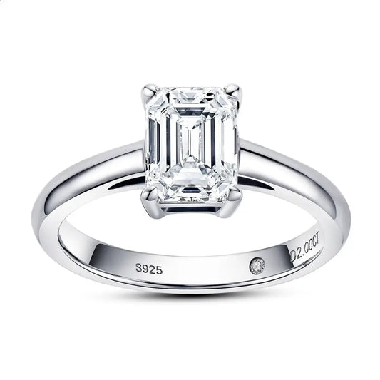 Anel Solitário Esmeralda Moissanite Anel Solitário