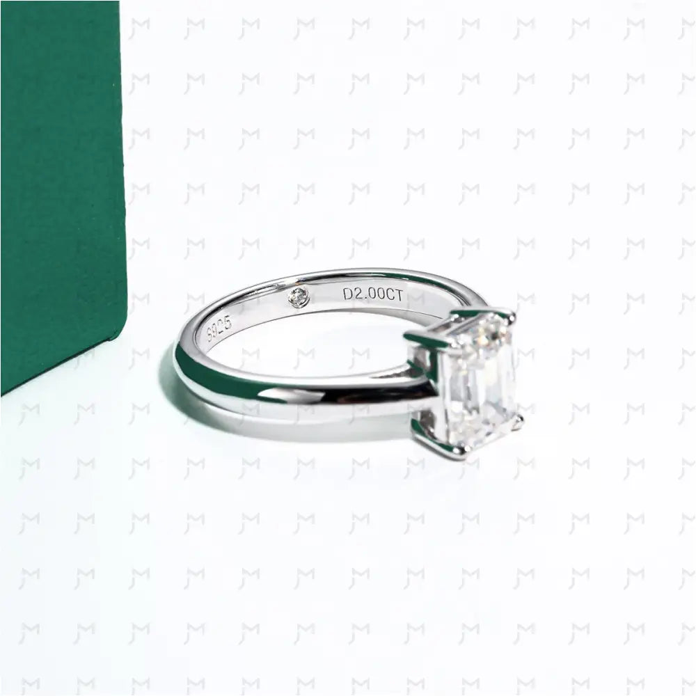 Anel Solitário Esmeralda Moissanite Anel Solitário