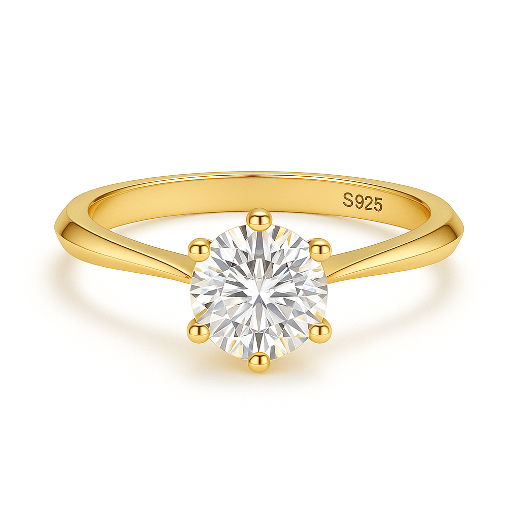Anel Solitário Gold Moissanite Moissanite - Momi Jewel