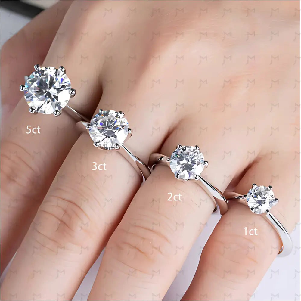 Anel Solitário Moissanite 10 / 1ct Anel Solitário