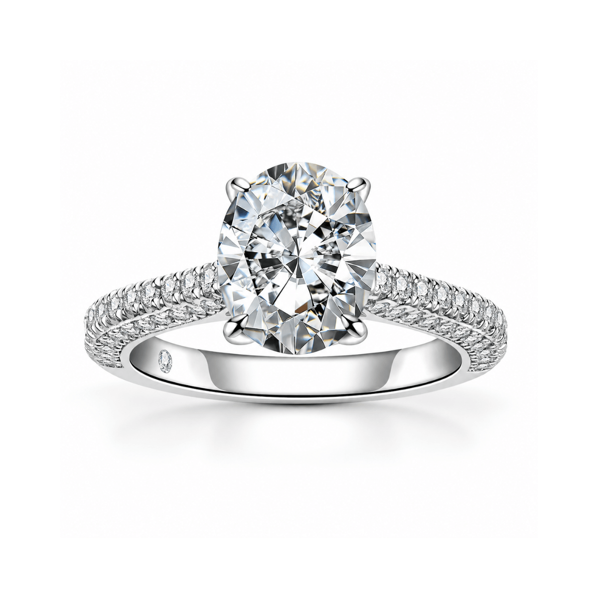 Anel Solitário Oval Pavé Moissanite Moissanite - Momi Jewel