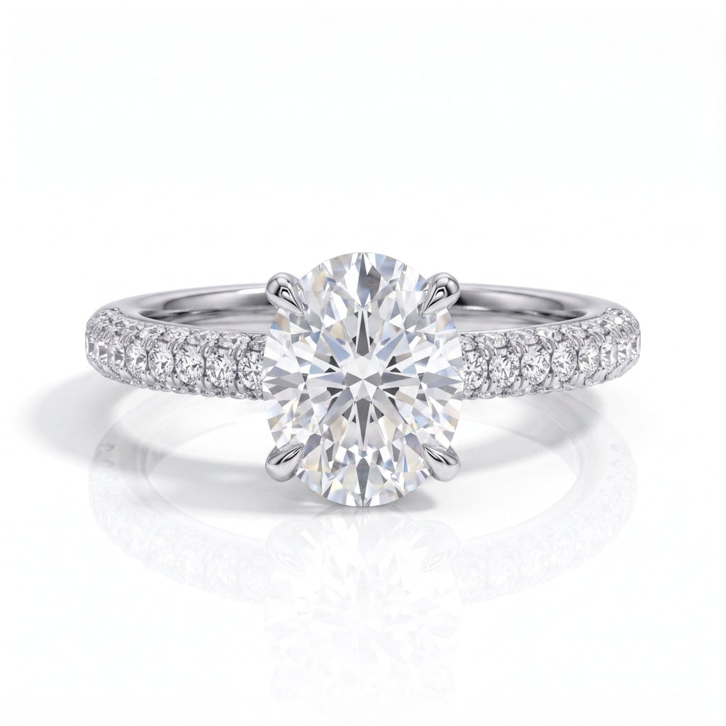 Anel Solitário Oval Pavé Moissanite Moissanite - Momi Jewel