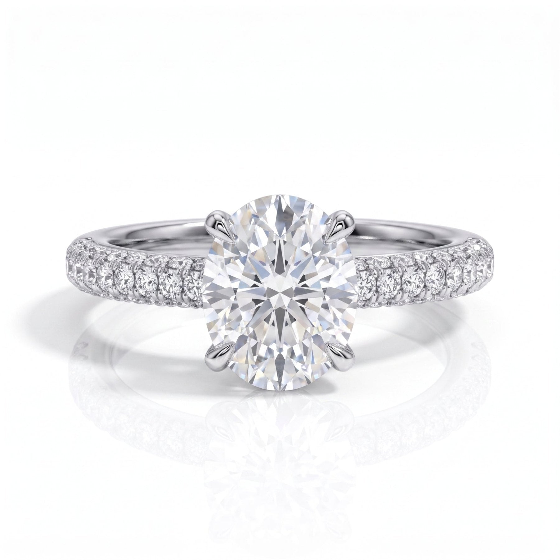 Anel Solitário Oval Pavé Moissanite Moissanite - Momi Jewel