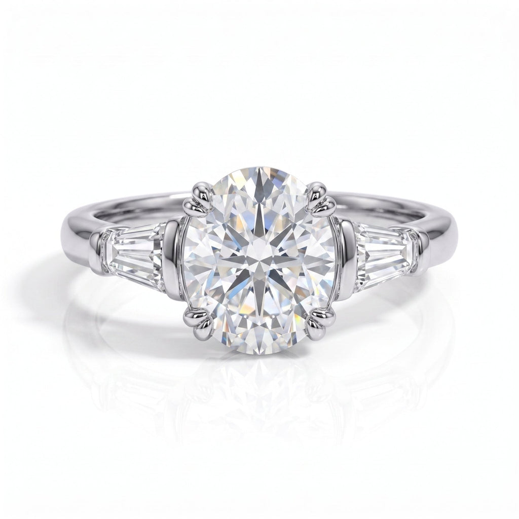 Anel Tríade Oval Moissanite Moissanite - Momi Jewel