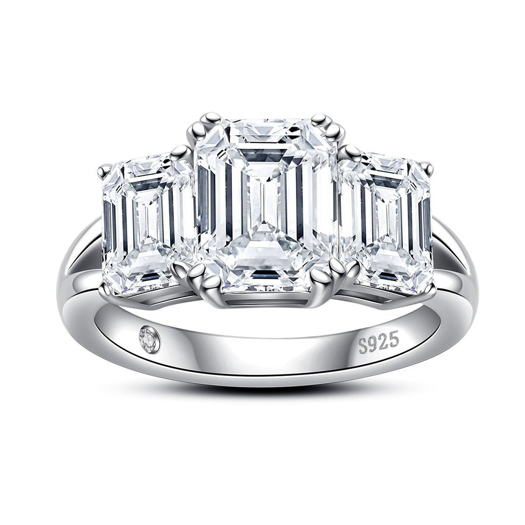 Anel Trilogy Esmeralda Moissanite Moissanite - Momi Jewel