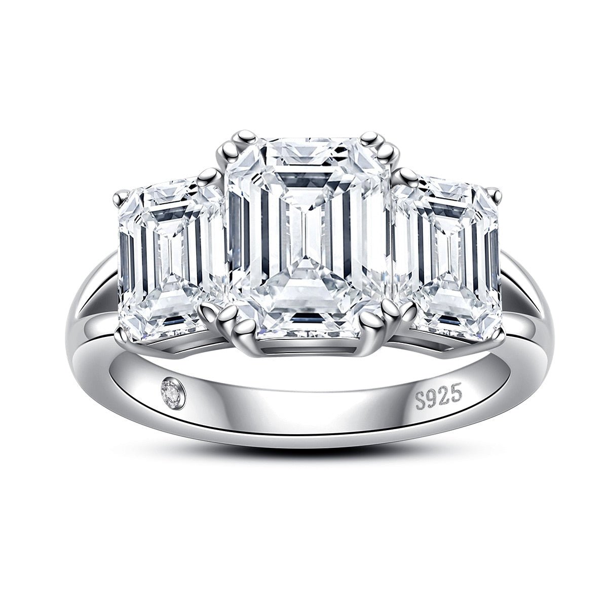 Anel Trilogy Esmeralda Moissanite Moissanite - Momi Jewel