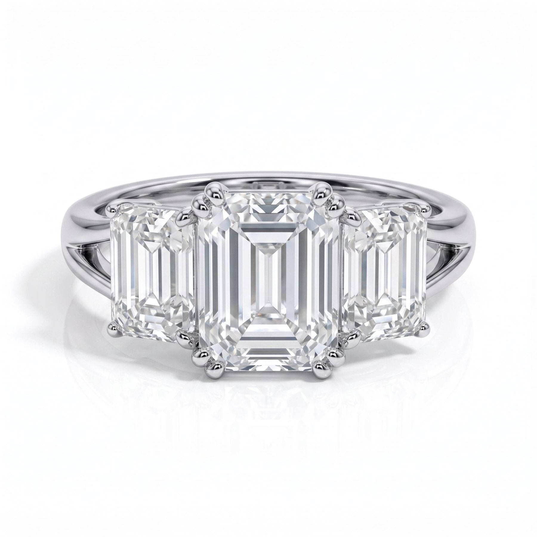 Anel Trilogy Esmeralda Moissanite Moissanite - Momi Jewel
