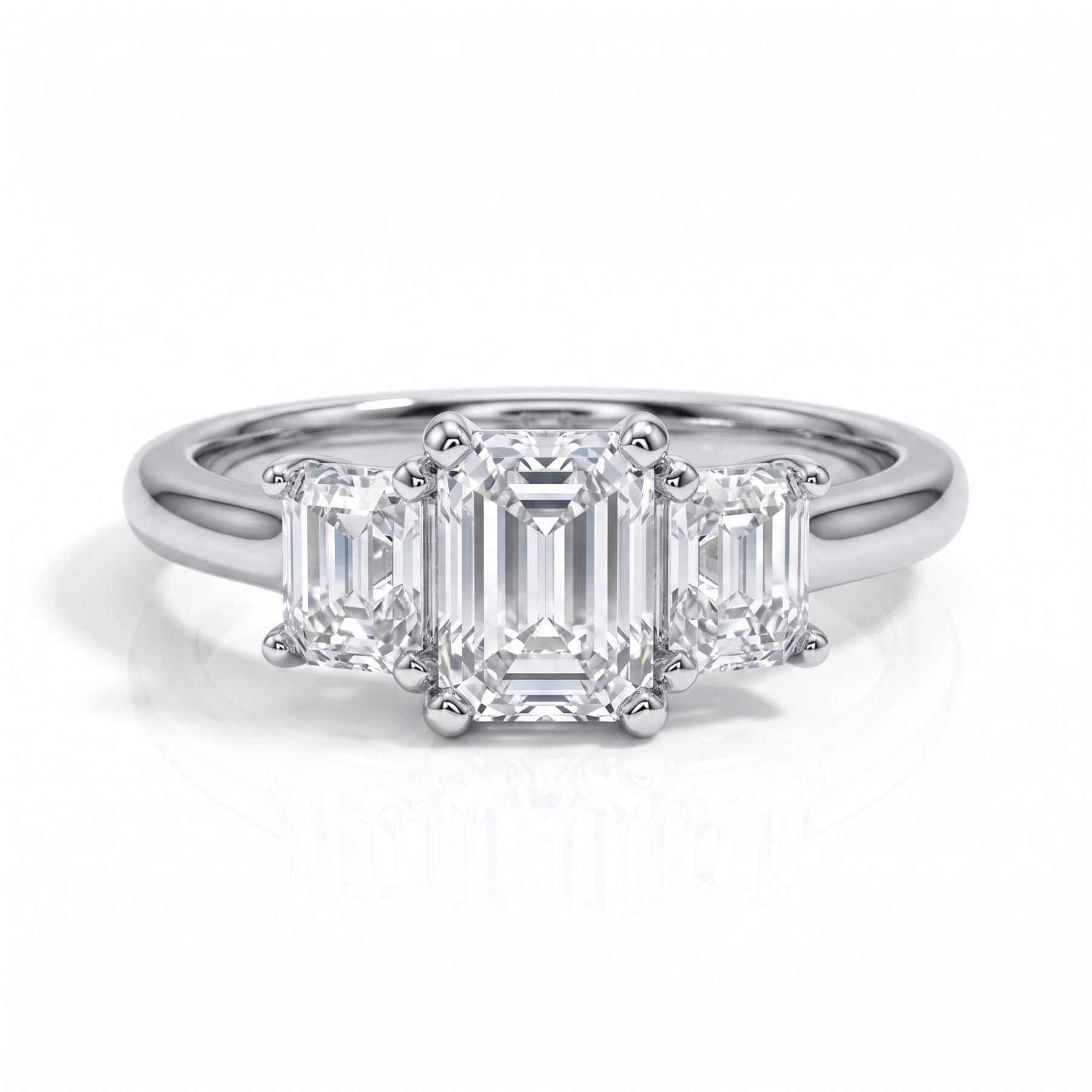 Anel Trilogy Esmeralda Slim Moissanite Moissanite - Momi Jewel