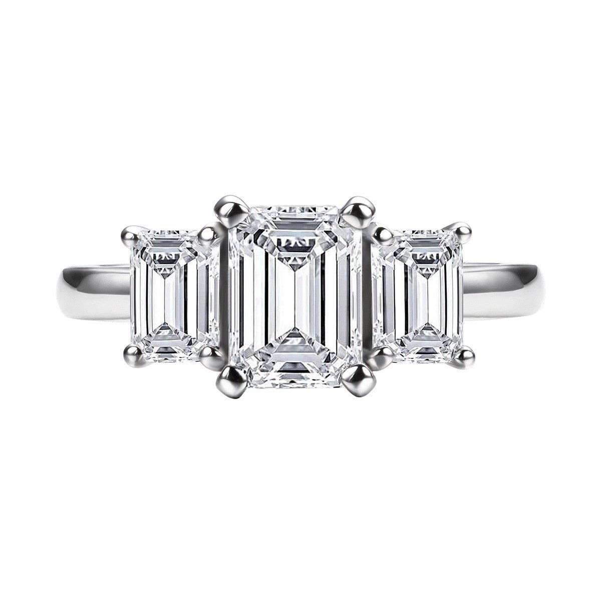 Anel Trilogy Esmeralda Slim Moissanite Moissanite - Momi Jewel