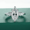 Anel Trilogy Navete Moissanite Moissanite - Momi Jewel
