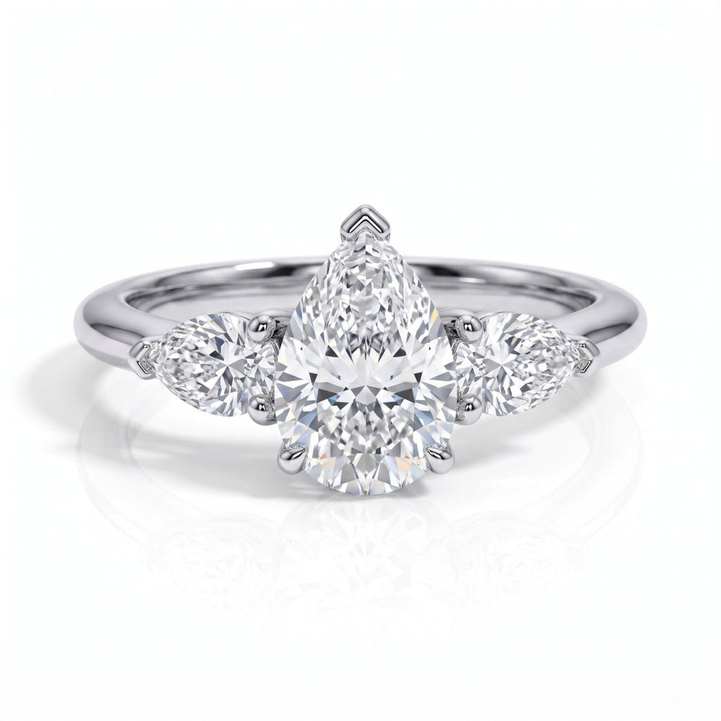 Anel Trilogy Pear Moissanite Moissanite - Momi Jewel