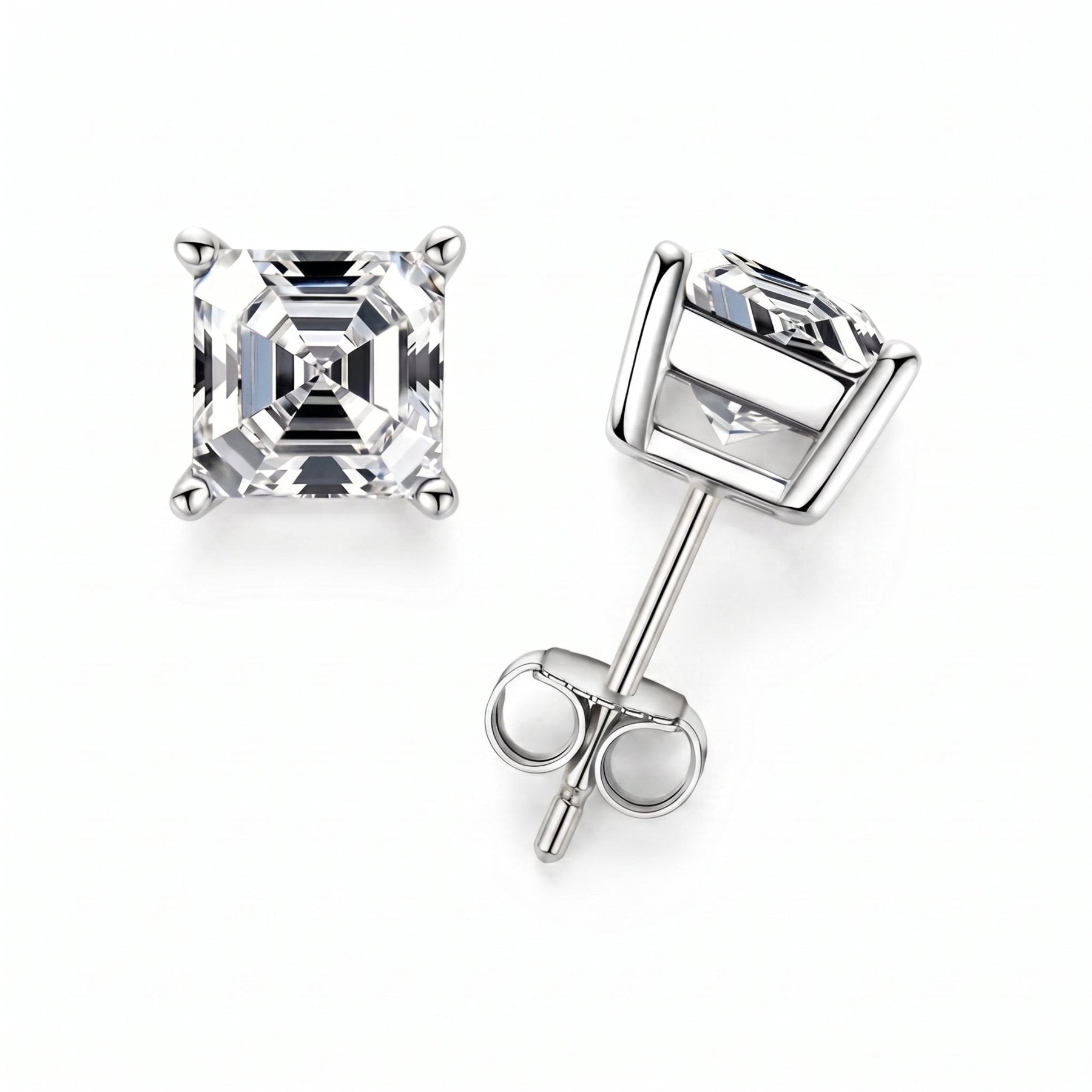 Brinco Asscher Haste em Ouro 10k Moissanite - Momi Jewel