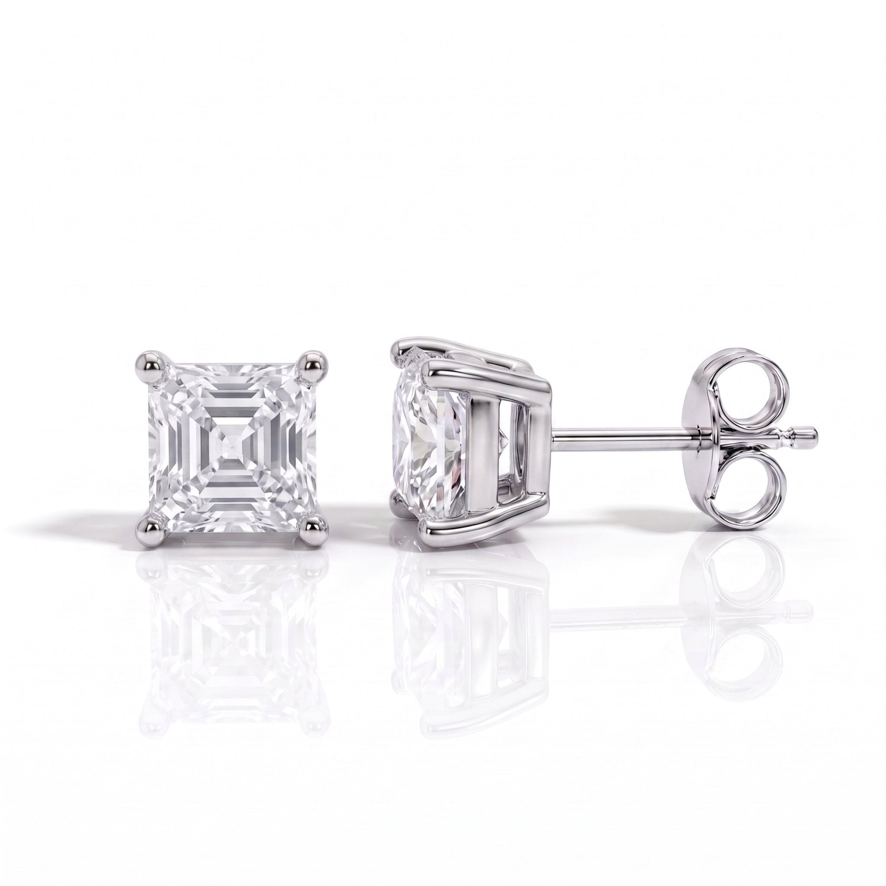 Brinco Asscher Haste em Ouro 10k Moissanite - Momi Jewel