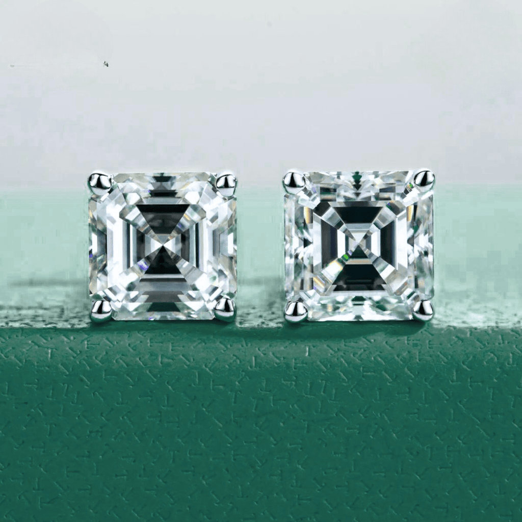 Brinco Asscher Haste em Ouro 10k Moissanite - Momi Jewel