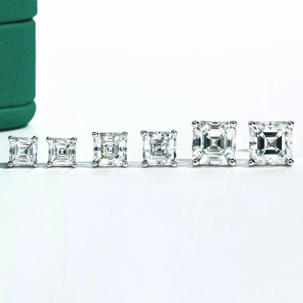 Brinco Asscher Haste em Ouro 10k Moissanite - Momi Jewel