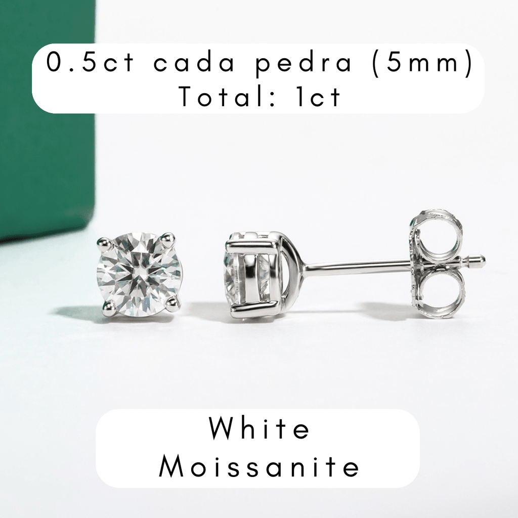 Brinco Brilhante Haste em Ouro 10k Moissanite - Momi Jewel