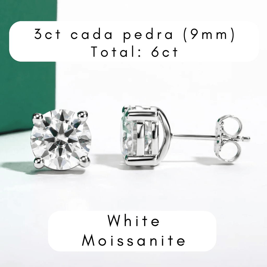 Brinco Brilhante Haste em Ouro 10k Moissanite - Momi Jewel