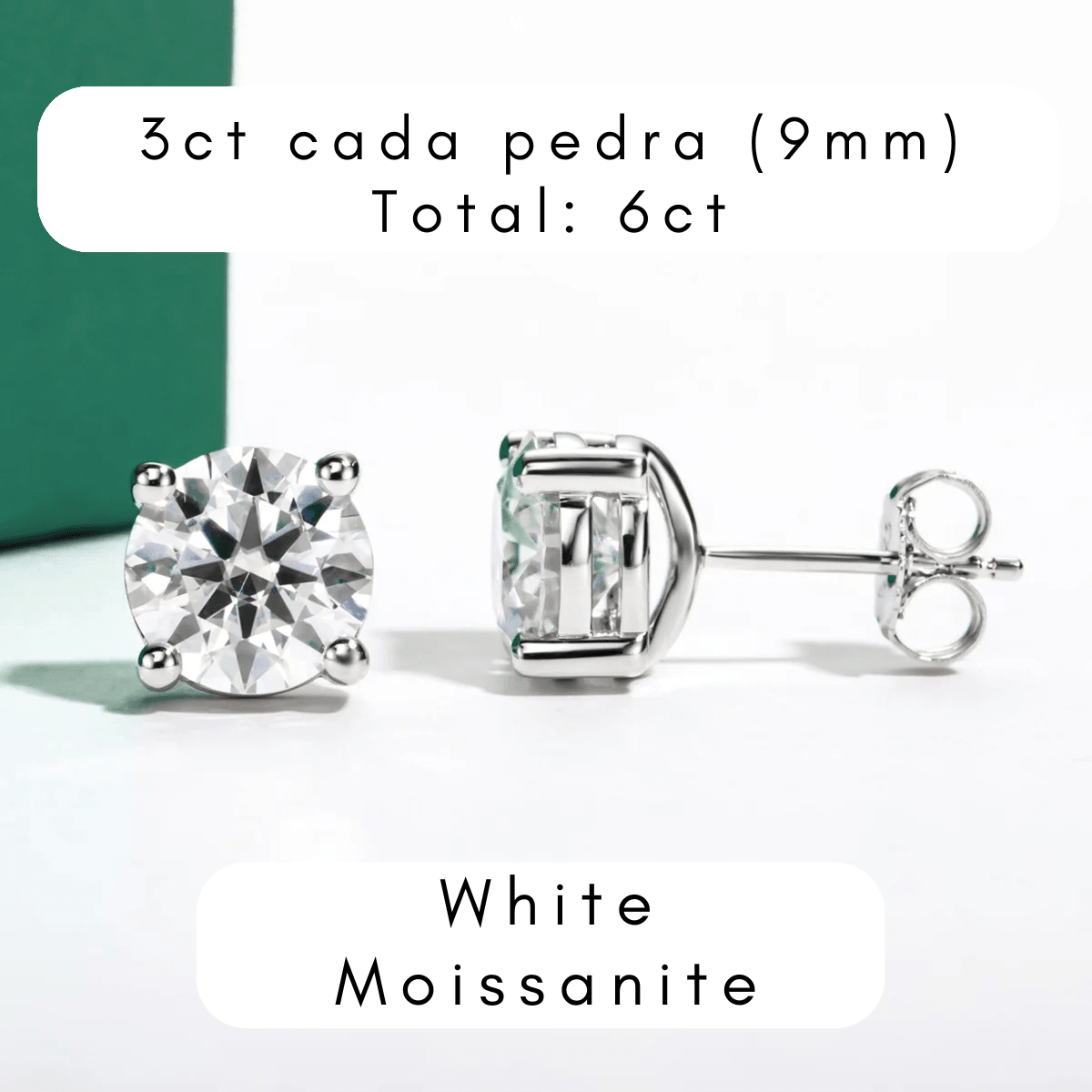 Brinco Brilhante Haste em Ouro 10k Moissanite - Momi Jewel