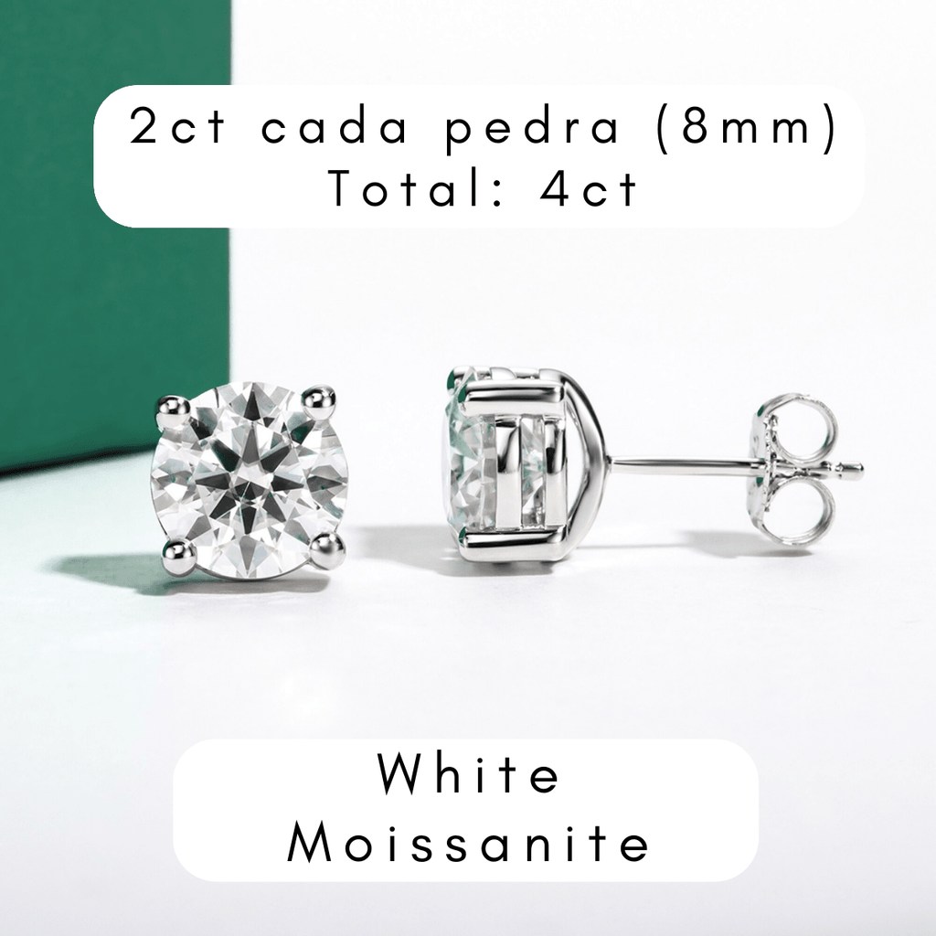 Brinco Brilhante Haste em Ouro 10k Moissanite - Momi Jewel