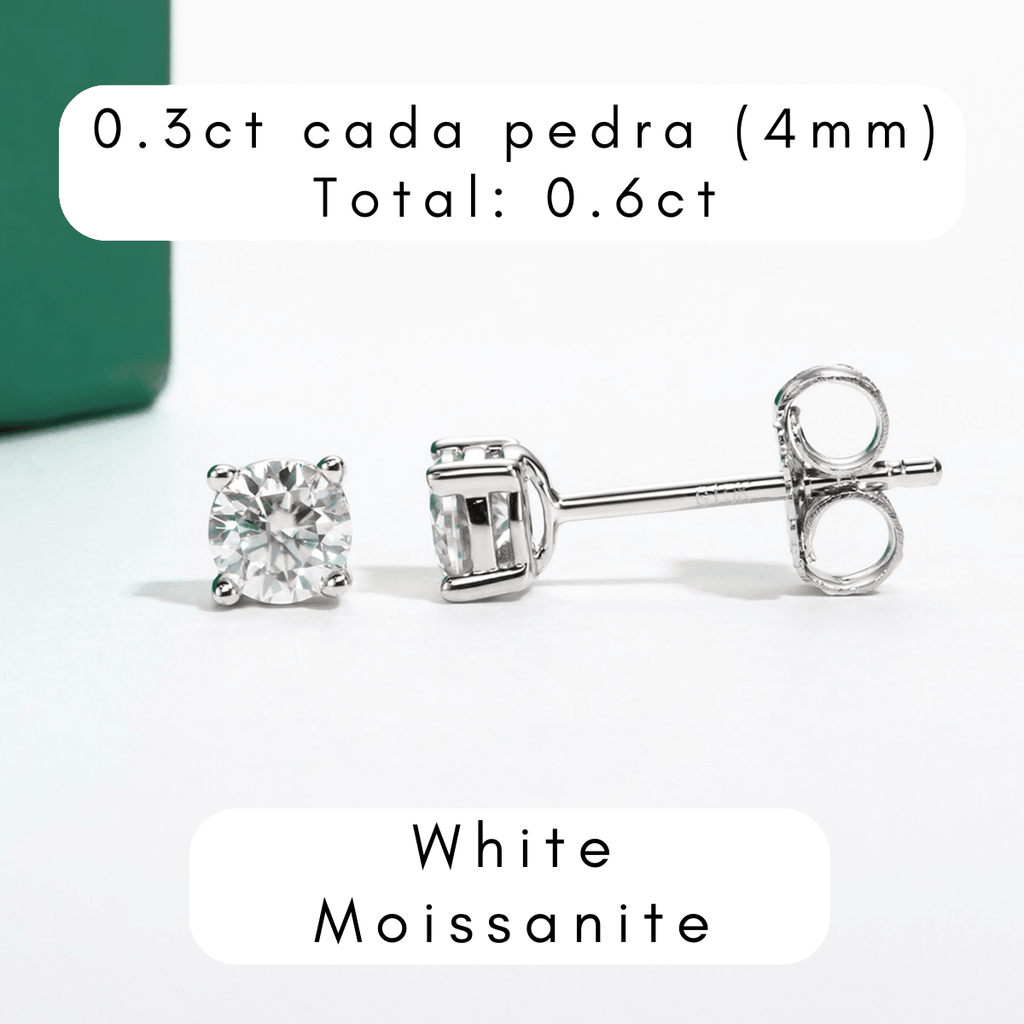 Brinco Brilhante Haste em Ouro 10k Moissanite - Momi Jewel