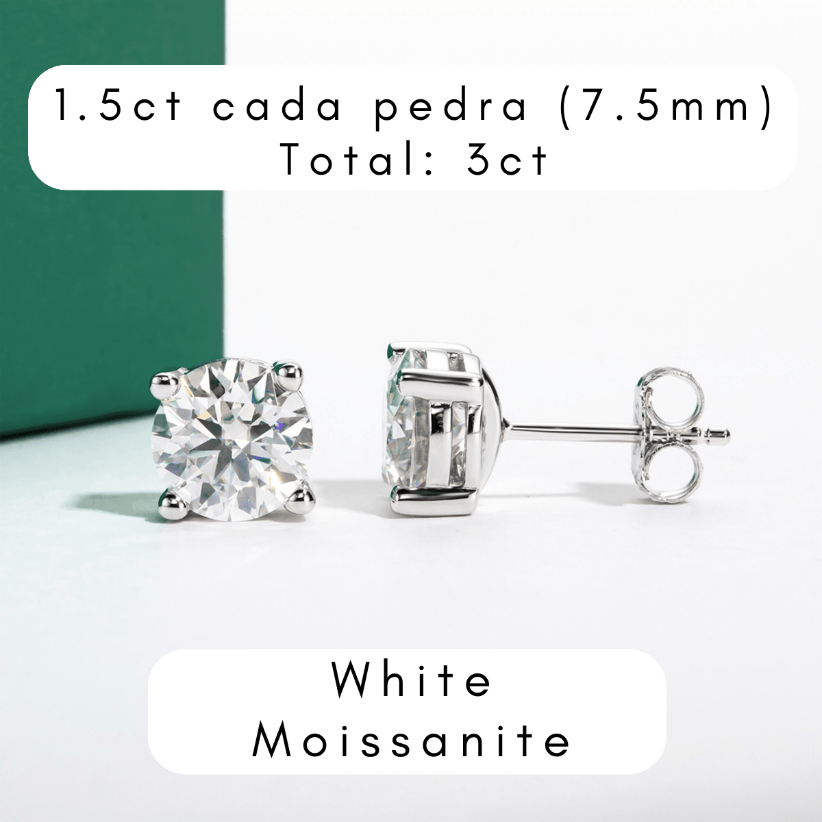 Brinco Brilhante Haste em Ouro 10k Moissanite - Momi Jewel
